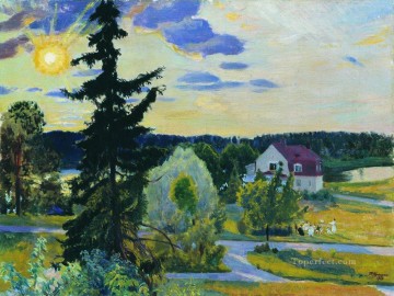  Mikhailovich Pintura al %C3%B3leo - Paisaje nocturno 1917 Boris Mikhailovich Kustodiev